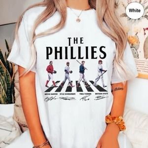 Retro Phillies Walking Abbey Road Signatures Baseball Shirt